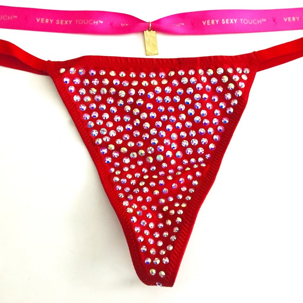VS Rhinestone V-String Thong Panty RED HOT